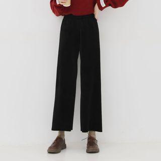 Cropped Straight-cut Velvet Pants
