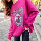 Letter-printed Fleece-lined Pullover