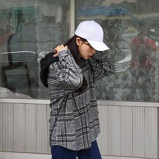 Couple Hooded Plaid Flannel Oversized Jacket
