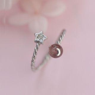 925 Sterling Silver Bead & Star Open Ring As Shown In Figure - One Size