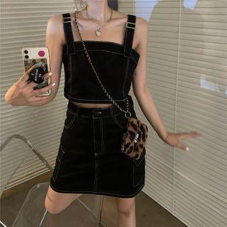 Sleeveless Denim Top / Mini A-line Skirt