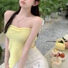 Knit Tube Top Yellow - One Size