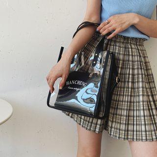 Set: Pvc Top Handle Crossbody Bag + Zip Pouch