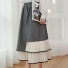 Asymmetric Paneled Midi A-line Skirt