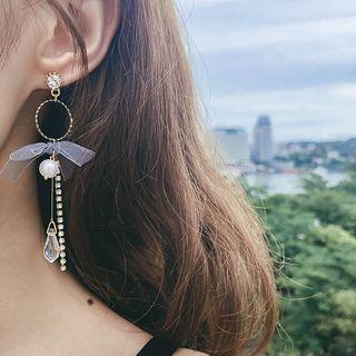Alloy Faux Pearl Bow Fringed Earring