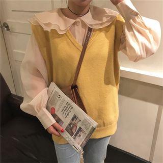 Long-sleeve Blouse / Knit Vest