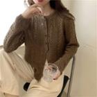 Open-knit Button-up Cardigan