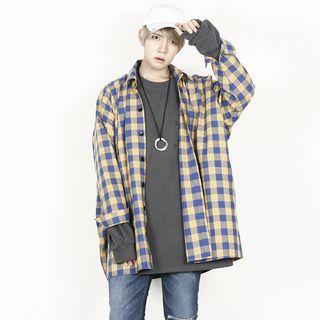 Oversized Check-pattern Shirt