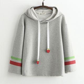 Contrast Trim Strawberry-accent Hoodie