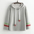 Contrast Trim Strawberry-accent Hoodie