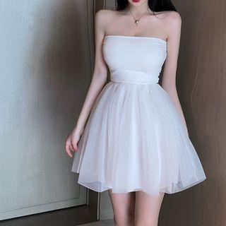 Strapless Mesh Mini Dress