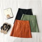 Leather Pocket A-line Skirt