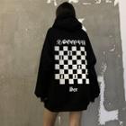 Chessboard Plaid Hooded Top