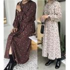 Long-sleeve Floral Maxi Shirt Dress