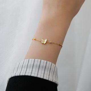 Stainless Steel Faux Crystal Butterfly Bracelet As Shown In Figure - One Size