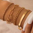 Set Of 4: Chain Bracelet 16298 - Gold - One Size