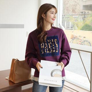 Brushed-fleece Lined Leopard-letter Sweatshirt
