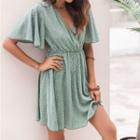 Bell-sleeve Dotted Mini A-line Dress