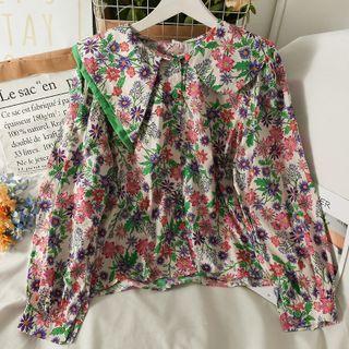 Peter Pan-collar Floral Loose Shirt