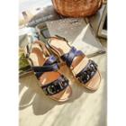 Rhinestone Cross-strap Flat Sandals