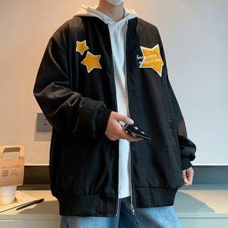 Star Embroidered Bomber Jacket
