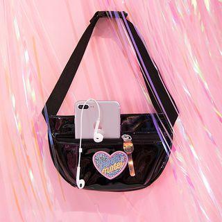 Faux Leather Embroidered Heart Waist Bag