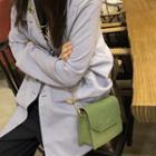 Faux Suede Flap Cover Satchel Light Green - One Size