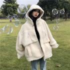 Fleece Long-sleeve Zip Hoodie Off-white - One Size