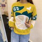 Printed Knit Sweater As Shown In Figure - One Size