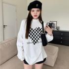 Checkered Heart Print Sweatshirt