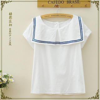 Sailor Collar Short-sleeve Blouse