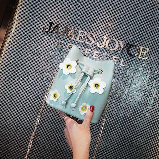 Flower Faux Leather Bucket Bag