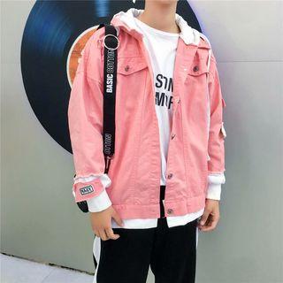 Colo Block Hooded Button Jacket