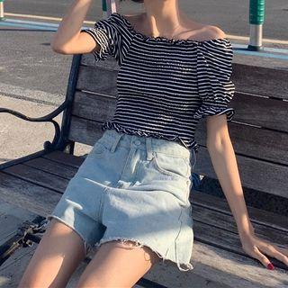 Ruffle Short-sleeve Crop Top