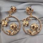 Faux Pearl Alloy Rose Dangle Earring 1 Pair - Gold - One Size