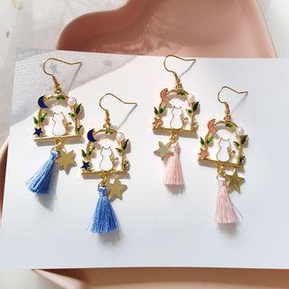 Alloy Cat Tassel Dangle Earring