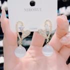 Heart Rhinestone Cat Eye Stone Dangle Earring 1 Pair - White - One Size
