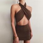 Halter-neck Cutout Mini Body-con Dress