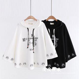 Printed Hooded Flared-sleeve T-shirt