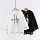 Printed Hooded Flared-sleeve T-shirt