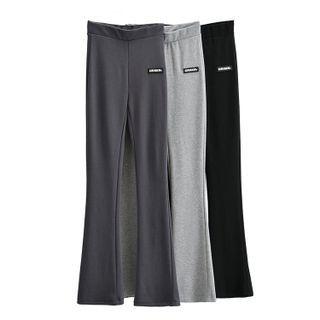Lettering Print Boot-cut Pants