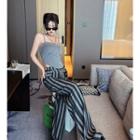 Cropped Camisole Top / Striped Wide Leg Pants