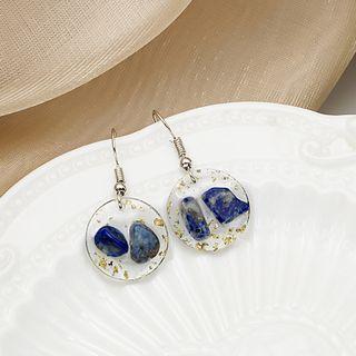 Gold Leaf Resin Earring E2968 - 1 Pr - Blue - One Size