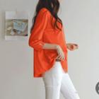 3/4-sleeve Button-detail Top