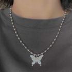 Butterfly Necklace 0898a - Silver - One Size
