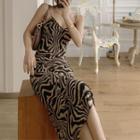 Strappy Zebra Midi A-line Dress