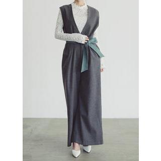 V-neck Wide-leg Jumpsuit