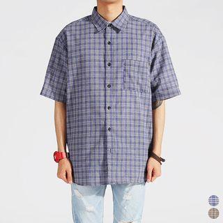 Short-sleeve Check Boxy Shirt