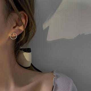 Rhinestone Smiley Ear Stud / Clip-on Earring