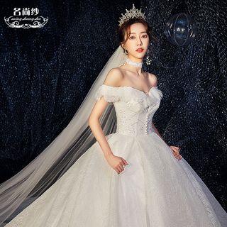 Beaded Off-shoulder Wedding Ball Gown